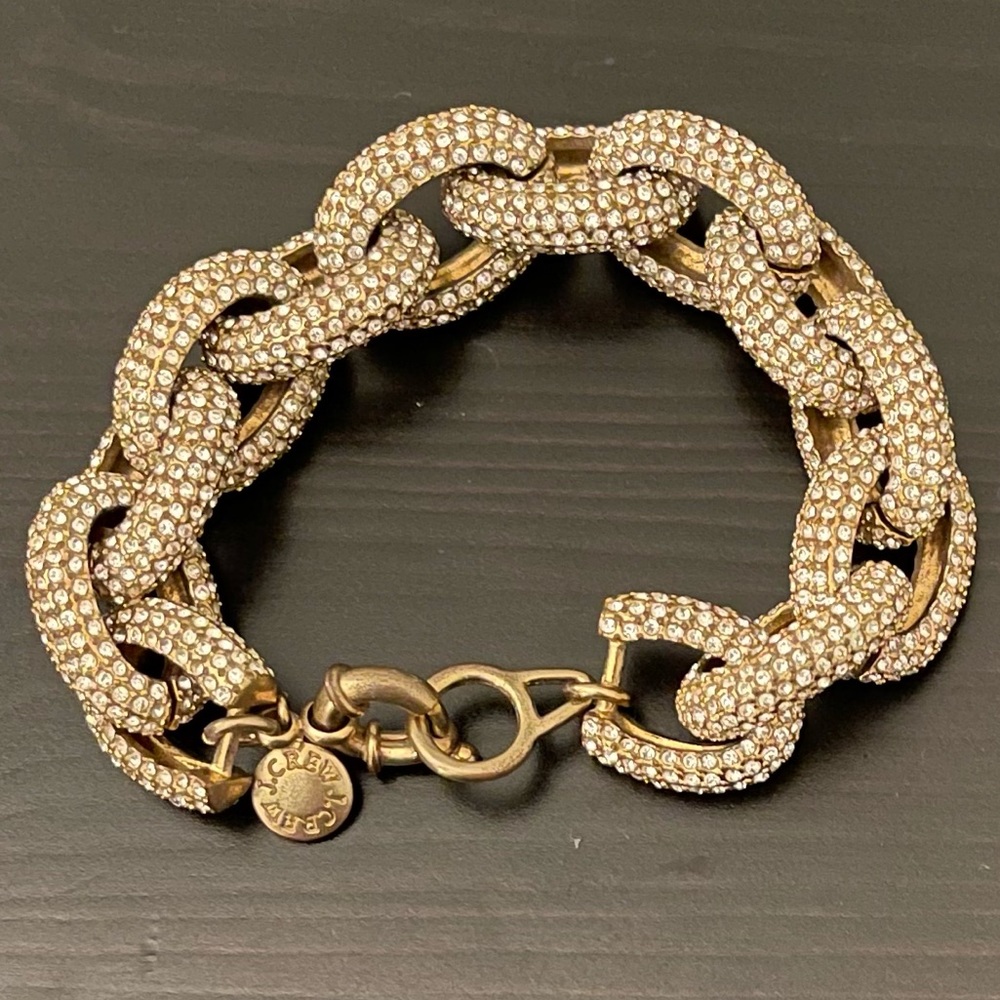 J. Crew gold pave link bracelet